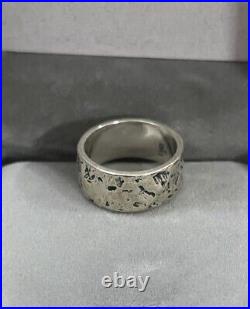 James Avery Sterling Silver 10mm Hammered Cross Band Ring Size 12