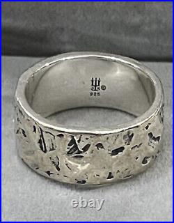 James Avery Sterling Silver 10mm Hammered Cross Band Ring Size 12