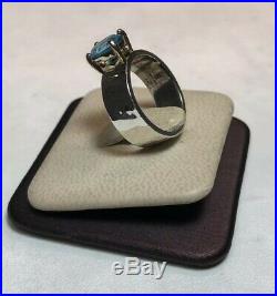 James Avery Sterling Silver 14K Gold Blue Topaz Oval Julietta Ring Size 6