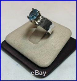 James Avery Sterling Silver 14K Gold Blue Topaz Oval Julietta Ring Size 6