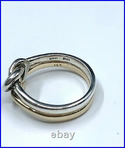 James Avery Sterling Silver 14K Gold Original Lovers Knot Ring Size 7 1/2