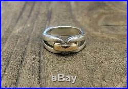 James Avery Sterling Silver 14K Yellow Gold Buckle Ring Size 7.25