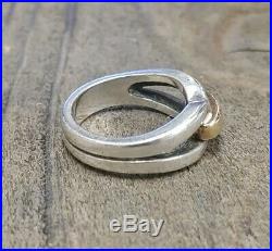 James Avery Sterling Silver 14K Yellow Gold Buckle Ring Size 7.25