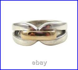 James Avery Sterling Silver 14K Yellow Gold Enduring Band Ring Size 4.5