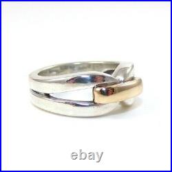 James Avery Sterling Silver 14K Yellow Gold Enduring Band Ring Size 4.5