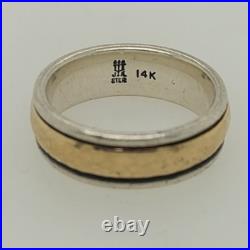 James Avery Sterling Silver 14K Yellow Gold Hammered Band Ring Size 6