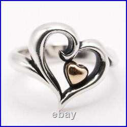 James Avery Sterling Silver & 14K Yellow Gold JOY OF MY HEART RING Size 7