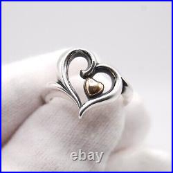 James Avery Sterling Silver & 14K Yellow Gold JOY OF MY HEART RING Size 7