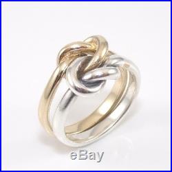 James Avery Sterling Silver 14K Yellow Gold Original Lovers Knot Ring Size 6.5
