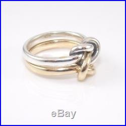 James Avery Sterling Silver 14K Yellow Gold Original Lovers Knot Ring Size 6.5