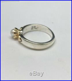 James Avery Sterling Silver/14K Yellow Gold Pearl Ring Size 9.5 Retired