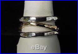 James Avery Sterling Silver & 14K Yellow Gold Stacked Hammered Wave Band Ring