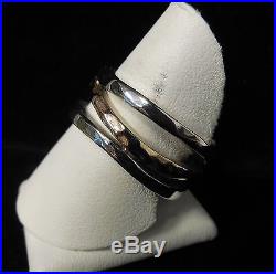 James Avery Sterling Silver & 14K Yellow Gold Stacked Hammered Wave Band Ring