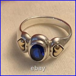 James Avery Sterling Silver & 14k Gold Hearts With Lab Created Blue Spinel James Avery Sterling Silver & 14k Gold Hearts With Lab Created Blue Spinel