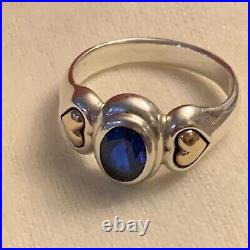 James Avery Sterling Silver & 14k Gold Hearts With Lab Created Blue Spinel James Avery Sterling Silver & 14k Gold Hearts With Lab Created Blue Spinel