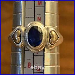 James Avery Sterling Silver & 14k Gold Hearts With Lab Created Blue Spinel James Avery Sterling Silver & 14k Gold Hearts With Lab Created Blue Spinel
