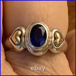 James Avery Sterling Silver & 14k Gold Hearts With Lab Created Blue Spinel James Avery Sterling Silver & 14k Gold Hearts With Lab Created Blue Spinel