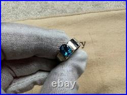 James Avery Sterling Silver 14k Gold & Julietta Blue Topaz Hammered Ring Size 7