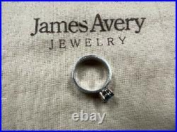 James Avery Sterling Silver 14k Gold & Julietta Blue Topaz Hammered Ring Size 7