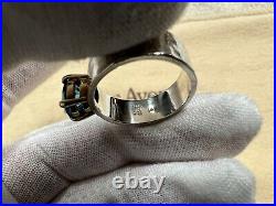 James Avery Sterling Silver 14k Gold & Julietta Blue Topaz Hammered Ring Size 7