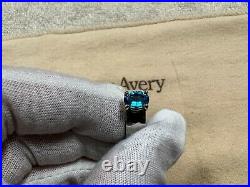James Avery Sterling Silver 14k Gold & Julietta Blue Topaz Hammered Ring Size 7