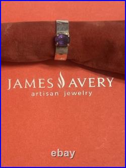 James Avery Sterling Silver & 14k Gold Julietta Ring W Amethyst Hammered Band