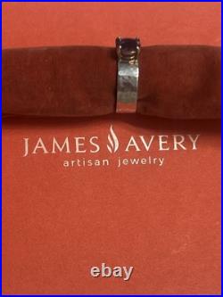 James Avery Sterling Silver & 14k Gold Julietta Ring W Amethyst Hammered Band