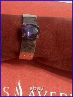 James Avery Sterling Silver & 14k Gold Julietta Ring W Amethyst Hammered Band