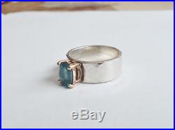 James Avery Sterling Silver 14k Gold Julietta Ring with Blue Topaz Sz 5-1/4