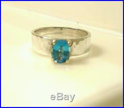 James Avery Sterling Silver & 14k Gold Julietta with Blue Topaz Ring Size 10