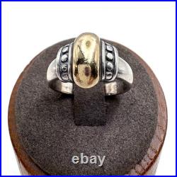 James Avery Sterling Silver & 14k Gold Oval Dome Beaded Ring Size 7.25