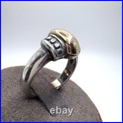 James Avery Sterling Silver & 14k Gold Oval Dome Beaded Ring Size 7.25