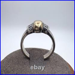 James Avery Sterling Silver & 14k Gold Oval Dome Beaded Ring Size 7.25
