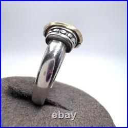James Avery Sterling Silver & 14k Gold Oval Dome Beaded Ring Size 7.25
