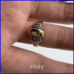 James Avery Sterling Silver & 14k Gold Oval Dome Beaded Ring Size 7.25