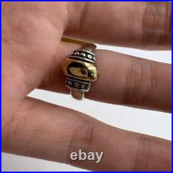James Avery Sterling Silver & 14k Gold Oval Dome Beaded Ring Size 7.25