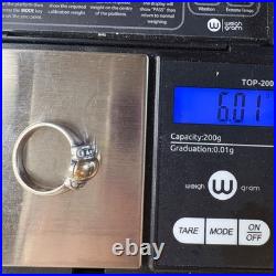 James Avery Sterling Silver & 14k Gold Oval Dome Beaded Ring Size 7.25