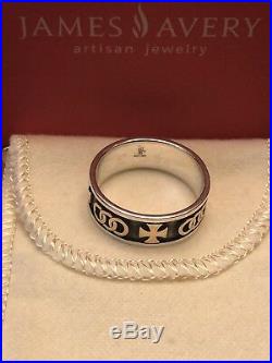 James Avery Sterling Silver & 14k Gold Pattee Cross Wedding Band Ring Size 12.0