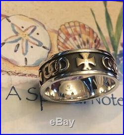 James Avery Sterling Silver & 14k Gold Pattee Cross Wedding Band Ring Size 12.0