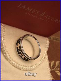 James Avery Sterling Silver & 14k Gold Pattee Cross Wedding Band Ring Size 12.0