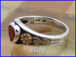 James Avery Sterling Silver & 14k Rose Gold Garnet Heart Ring Size 8, 4.6 Grams