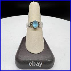 James Avery Sterling Silver & 14k Yellow Gold Blue Topaz Birthstone Ring Size 9
