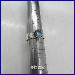 James Avery Sterling Silver & 14k Yellow Gold Blue Topaz Birthstone Ring Size 9