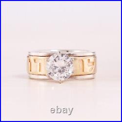 James Avery Sterling Silver 14k Yellow Gold Cz Hebrew Band Ring Size 9.5