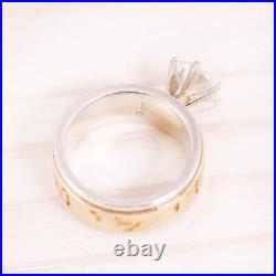 James Avery Sterling Silver 14k Yellow Gold Cz Hebrew Band Ring Size 9.5