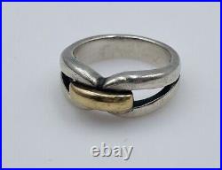 James Avery Sterling Silver & 14k Yellow Gold Ring Size 7