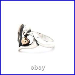 James Avery Sterling Silver & 14k Yellow Gold Vintage Heart Ring Sz 8