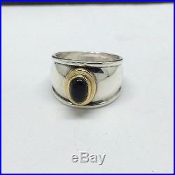 James Avery Sterling Silver/18K Yellow Gold Christina Ring with Onyx Size 7