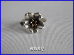 James Avery Sterling Silver 18k Gold April Flower Ring Sz 7.5