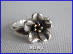 James Avery Sterling Silver 18k Gold April Flower Ring Sz 7.5